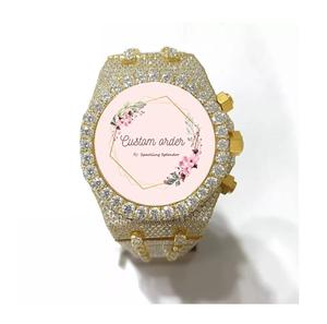 Full Iced VVS Moissanite Hip Hop <b>Men's</b> <b>Watch</b> Luxury Stainless Steel Two Tone Automatic Analog Movement Rapper Party Jewelry - Product Image 1