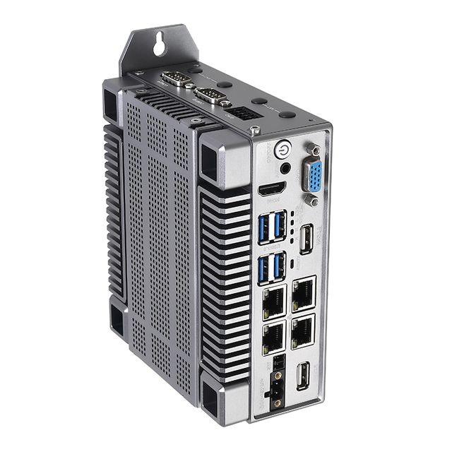 Industrial Fanless Mini PC Core I5-8250U Mini Computer +VGA 4K Display, 2 RS232/RS485 COM,4 RJ45 LAN, 5USB, Windows 11 Pro