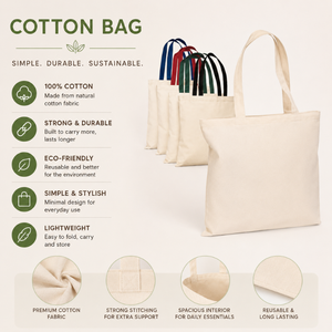 Bolsa de Compras de Lona de Algodón con Logotipo Ecológico Impreso |   Bolsa de Tela Reutilizable con Impresión Personalizada para Promoción Minorista, Uso Diario, Exportaciones al por Mayor - Product Image 6