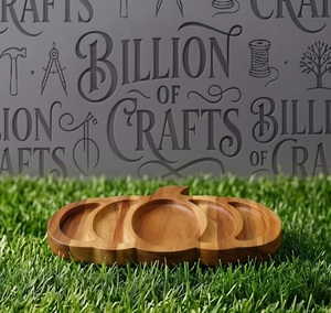 Plateau de service en bois sculpté en forme de citrouille, plat divisé pour desserts et apéritifs d'Halloween, idéal pour les fêtes - Product Image 5
