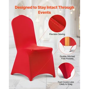 Coprisedia Elasticizzato Personalizzato in Poliestere e Spandex Rosso per Sedie Piatte da Matrimonio, Festa, Banchetto - 50 Pezzi - Product Image 6