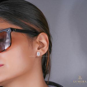 Custom Emerald Cut Lab Grown Diamond Cluster <b>Earrings</b> <b>Fine</b> 18k Solid Gold Jewelry OEM ODM Service Minimalist Unisex Party - Product Image 4