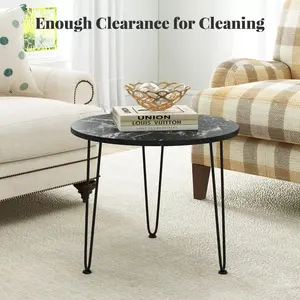 Mesa de centro redonda de imitación de mármol con patas de metal, mesa auxiliar para sofá, mesas de centro para sala de estar, dormitorio, balcón. - Product Image 4