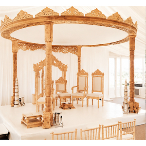 Ancient Theme Wooden Mandaps for London Weddings Traditional Indian Wedding Mandap <b>Decoration</b> <b>Elephant</b> Base Wooden Mandap - Product Image 1