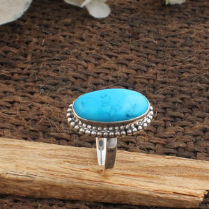 Anillo de Plata de Ley 925 con Turquesa Natural en Engaste Biselado, Piedra Azul Sleeping Beauty, Hecho a Mano, Estilo Boho, para Mujer, Anillo de Fiesta - Product Image 3