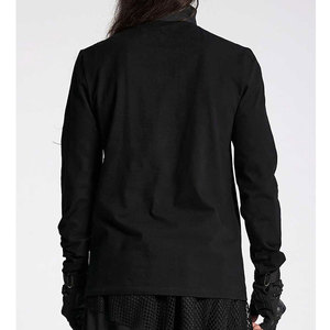 <b>Men's</b> Gothic Long Sleeve Shirt Black Streetwear Top with Windproof Zipped Stand Collar and Shoulder Buckles - Product Image 3