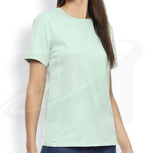 Vente directe d'usine, t-shirts confortables pour femmes, collection été, matière respirante, t-shirts pour femmes de couleur unie - Product Image 5