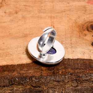 Anillo ovalado de lapislázuli en plata de ley 925, ajustable, estilo bohemio, joyería hecha a mano, regalo para mujer - Product Image 5