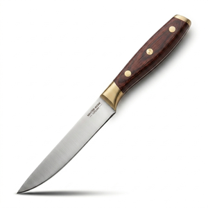 Premium 4-Piece Steak <b>Knife</b> <b>Set</b> with Ergonomic Wooden Handles & Brass Accents - Product Image 4