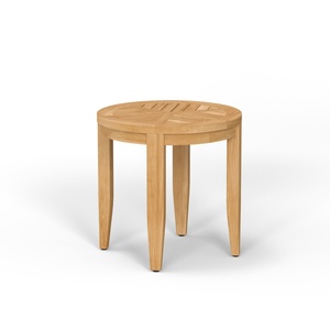 <b>Round</b> Teak Side <b>Table</b> Outdoor Patio Accent <b>Table</b> Solid Wood Garden End <b>Table</b> - Product Image 1