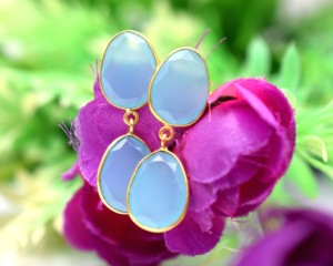 Gold Plated <b>Turquoise</b> Drop <b>Earrings</b> Women's Minimalist Water Drop Shape Bezel Setting Everyday Wear Jewelry - Product Image 4