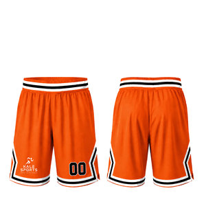 Shorts de basket-ball orange Kale Sports, sublimés, numéro 00, taille élastique, unisexe, adulte, toutes saisons, évacuation de l'humidité - Product Image 1