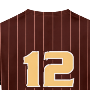 Camiseta de Béisbol Personalizada con Rayas Marrones y Diseño de Botones, Nombre del Equipo y Número del Jugador Personalizados para Ropa Deportiva Masculina - Product Image 6