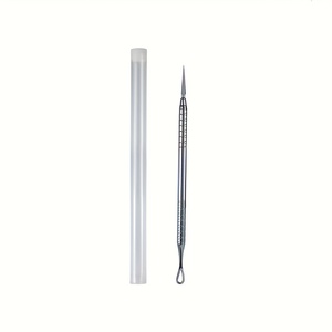 Aiguille extractrice de points noirs, outil d'extraction d'acné pour le visage, en acier inoxydable, pointe de précision avec tube de protection - Product Image 1