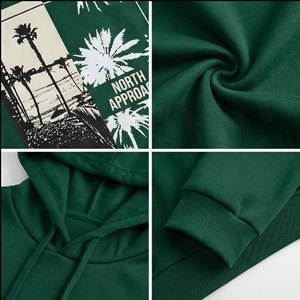 North Approach Hooded Sweatshirt <b>Men</b> Oversized Cotton Print Pocket Casual Autumn Green Hoodie - Product Image 4