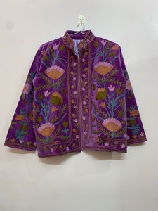 Hand Embroidered Suzani Boho Velvet <b>Winter</b> Jacket Designer Ethnic Womens Coat Artisan Handmade Jacket - Product Image 3
