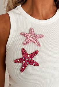 Customized Designer Women's Embroidered Beaded Tank <b>Top</b> with Unique Floral Artwork Handcrafted Decorative - Product Image 6