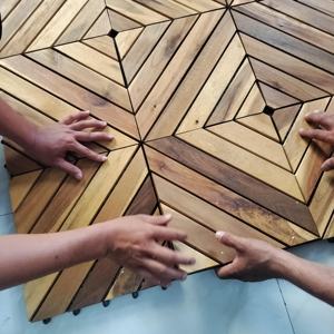 Carreaux à emboîter modernes en bois d'acacia 300x3000mm Carreaux décoratifs lisses pour jardin de balcon intérieur/extérieur - Product Image 4