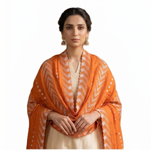 Women Orange Cotton for Voile <b>Shawl</b> with Floral Embroidery Rhinestone Ethnic Scarf Breathable Daily Wear Fashion Wrap - Product Image 2
