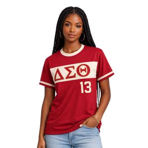 Maglia Premium Delta Sigma Theta Rosso Scuro per Donne, Vestibilità Comoda, Alta Qualità, Abbigliamento Casual per Confraternite Greche - Product Image 1