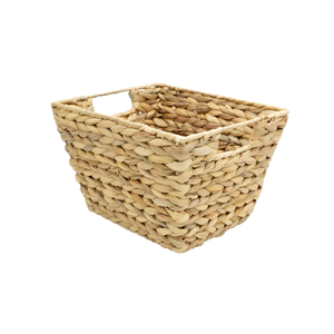 Paniers en jacinthe d'eau naturelle tissés à la main pour le rangement avec poignées, paniers de rangement décoratifs multifonctionnels - Product Image 3
