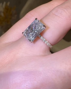 4.5 Carat Radiant Cut Diamond Engagement <b>Ring</b> for Women | Hidden Halo <b>Solitaire</b> Wedding <b>Ring</b> | Luxury IGI Certified Gold Bridal - Product Image 2