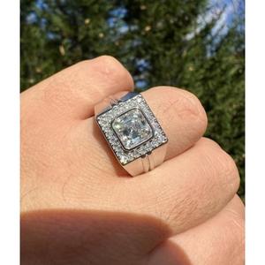 Hip Hop <b>Ring</b> <b>Men</b> Iced Out Asscher Cut Moissanite Diamond Pinky <b>Ring</b> Sterling Silver Bling Statement Jewelry Luxury Fashion Style - Product Image 1