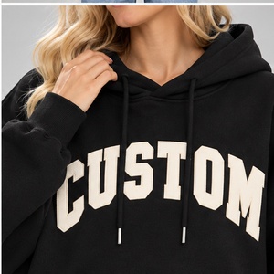 <b>Women</b> Oversized Hoodie Custom Letter Print <b>Black</b> Cotton <b>Fleece</b> Streetwear Casual Autumn Wear Hoodies Top Selling Streetwear - Product Image 4