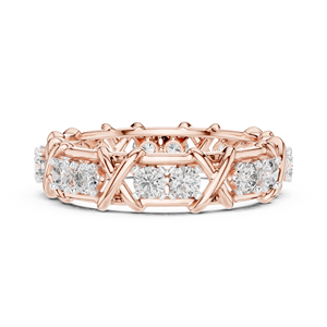 Conjunto de Anillos de Diamantes Cultivados en Laboratorio Clásicos, Oro Rosa Sólido de 18 Quilates, para Compromiso, Fiestas, San Valentín, Eventos Glamurosos, Uso Diario, para Mujer - Product Image 3