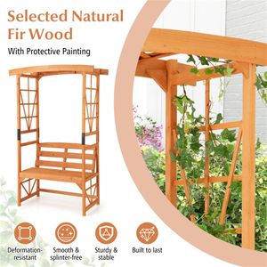 Arco da Giardino Multifunzionale 2-in-1 con Panchina, 39FT X 15.5FT, Capacità 660 Libbre, in Legno di Abete e Acciaio con Rivestimento Resistente alle Intemperie, per Parchi - Product Image 2