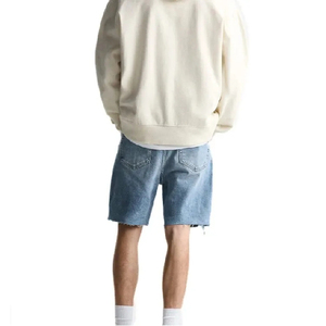 Pantalones Cortos de Mezclilla Personalizados con Bordado Desgastado para Hombre, Jorts Holgados de Alta Calidad con Lavado Ácido y Doble Dobladillo - Product Image 5