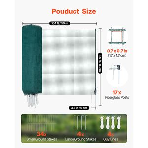 "Garden Safety Netting 3 X 164 FT <b>Plastic</b> <b>Mesh</b> Fencing with Double Spike Stakes & Guy Rope" - Product Image 2