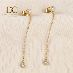 Pendientes de Oro Amarillo Sólido de 14 Quilates con Diamante Cultivado en Laboratorio de Corte Brillante Redondo, Joyería de Lujo para Mujer, Diseño Personalizado - Product Image 6