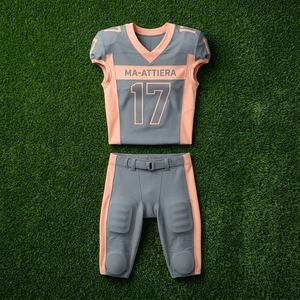 Custom Gray Peach American Football Jersey <b>Padded</b> <b>Pants</b> Set Team Uniform Sportswear Wholesale Manufacturer Supplier - Product Image 5