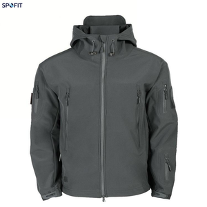 SPOFIT High Quality Men's Softshell Fleece Jacket Hooded Windproof <b>Winter</b> <b>Work</b> <b>wear</b> Coat Dark Gray - Product Image 4
