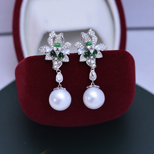 Women's Freshwater 11-12mm White Round <b>Pearls</b> <b>Earrings</b> S925 <b>Silver</b> Korean Version with Strong Light and Subtle Flaws - Product Image 1