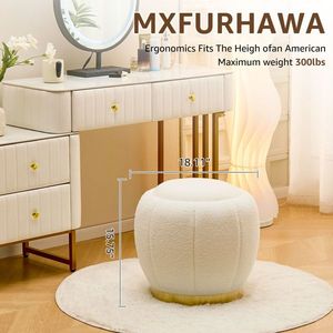 Modern Round Floral Storage Ottoman Soft Padded Teddy Velvet Footstool with Accent Small Table Plant Stand - Product Image 2