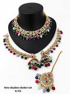 Nuevo conjunto de collar Shadow Choker con cuentas rojo rubí, chapado en oro, joyería nupcial vintage para mujer, conjuntos de joyería de moda para boda. - Product Image 2