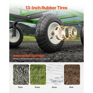 Carrello da Giardino in Acciaio da 1200 Libbre, Carro Utilitario in Metallo 2-in-1 per Esterni, Rimorchio Trainabile per Giardino 13 - Product Image 5