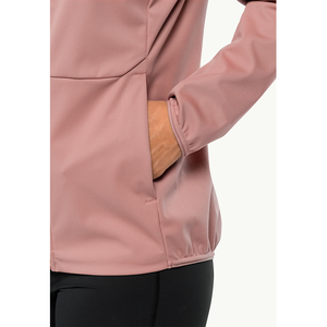 Chaqueta rosa de softshell para mujer, cortavientos, con cuello alto y cremallera, para senderismo al aire libre - Product Image 5