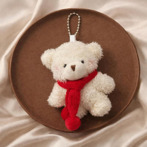 Llavero de oso de peluche rosa con cinta de amor y correa trenzada blanca, juguete suave de dibujos animados para el Día de San Valentín - Product Image 5