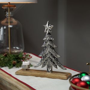 Ornement de Noël décoratif en métal et en bois pour centre de table et présentoir d'étagère - Product Image 1