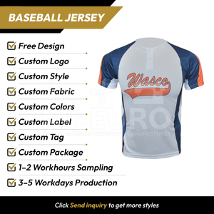 Camiseta de Béisbol Sublimada Personalizada Wasco para Hombre, Manga Corta, Absorbe la Humedad, Corte Holgado, Cierre de Botones, Ropa de Equipo, 100% Poliéster - Product Image 2