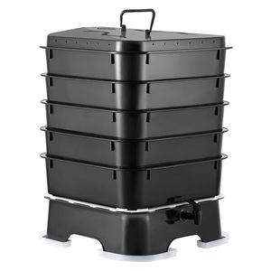 Composter per vermi a 5 vassoi dal design sostenibile, kit da 50 L per interni ed esterni, contenitore per compostaggio di rifiuti alimentari, fattoria di vermi a 5 vassoi - Product Image 5