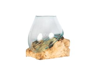 Cuenco de cristal fundido para acuario sobre madera flotante, cuenco redondo de cristal de 1.5L para decoración del hogar en interiores - Product Image 4