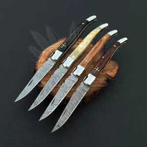 French Laguiole Style Hunting Folding Knife Handmade Damascus Steel Pocket Knife Wood Handle Clip Point Wholesale OEM ODM Knives - Product Image 1