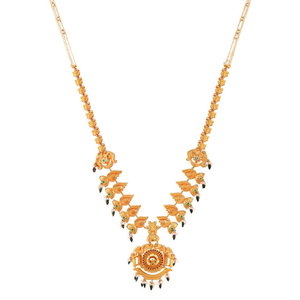 Antique Gold Plated Bridal <b>Necklace</b> <b>Set</b> with Imitation <b>Pearl</b> and Zircon - Product Image 2