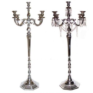 Candélabre en métal à 9 bras, lot de 2, pour décoration de Noël, plaqué argent, décoration de restaurant et d'entrée, porte-bougies faits à la main - Product Image 4