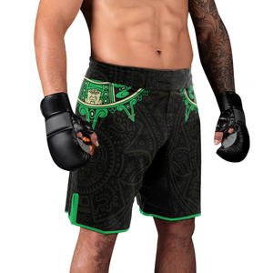 Pantalones Cortos de MMA para Hombre, Negros y Verdes, con Estampado Personalizado por Sublimación, de Secado Rápido, de Poliéster, Corte Regular, para Entrenamiento, Sin Gi, para Grappling - Product Image 4