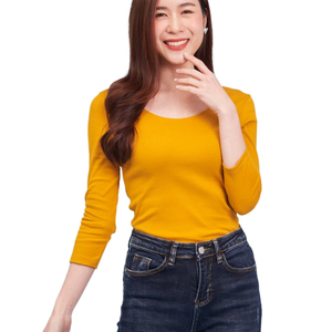 Camiseta de Verano para Mujer, Superventas, 100% Algodón, Cuello Redondo, Manga 3/4, Diseño Moderno 2026 - Product Image 5